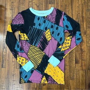 Disney Tim Burton Nightmare Before Christmas Sally Patchwork Long Sleeve Shirt